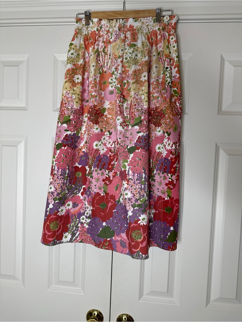 Tuckernuck Cece Cotton floral midi skirt elastic waist Size L - Picture 3 of 6